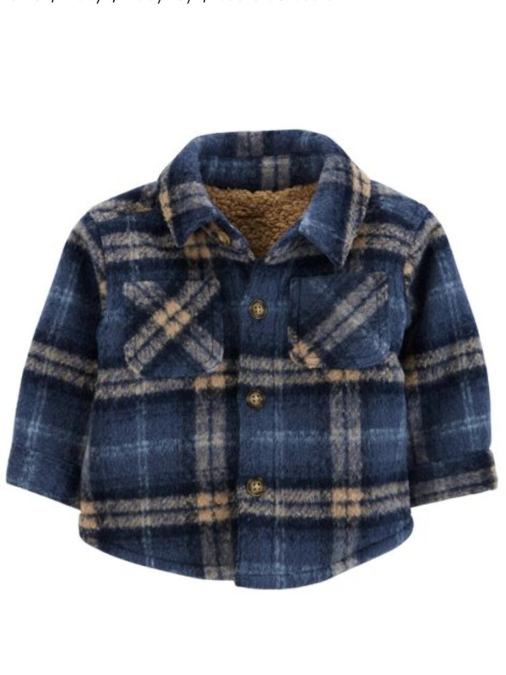 Carter's Baby Plaid Sherpa-Lined Shacket in Navy